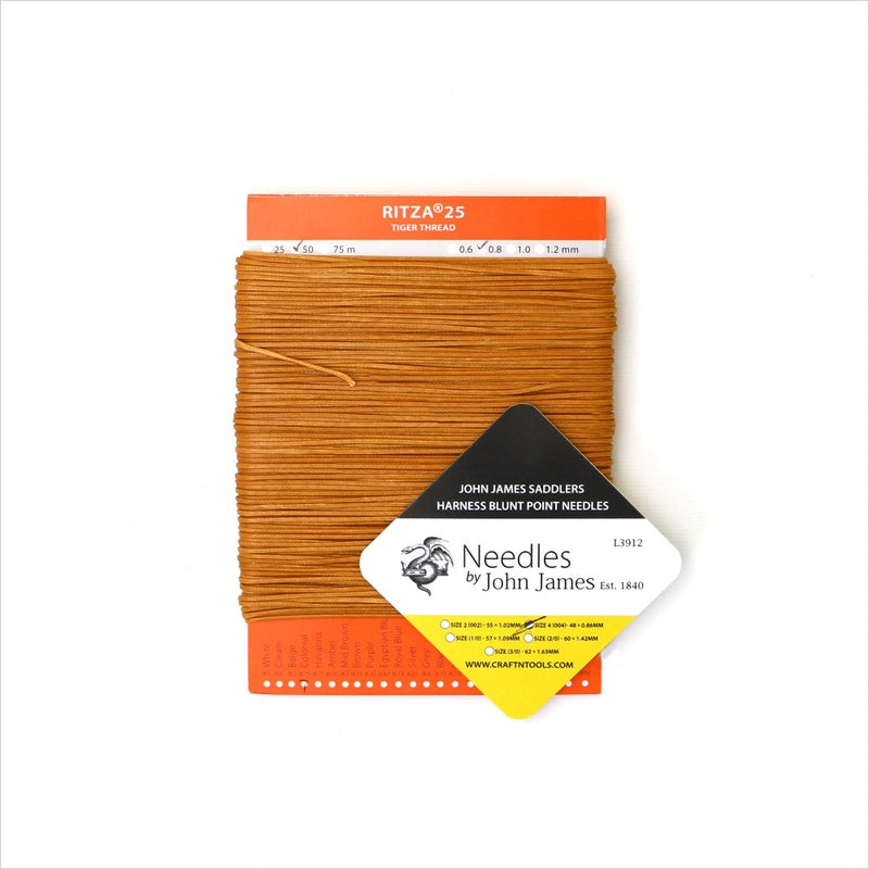 Ritza 25 Tiger Thread Colonial TAN 0.8mm RITZA 25 Tiger Waxed Polyester Thread for Leather Craft - Image 3